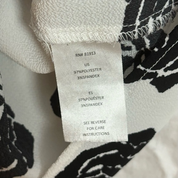 White Blouse Black Rose Print Blouse - Picture 3 of 5